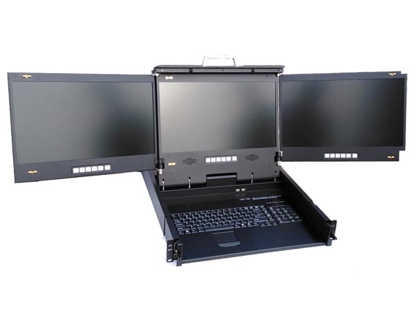 Rackmount display with Keyboard and Double or Triple LCD