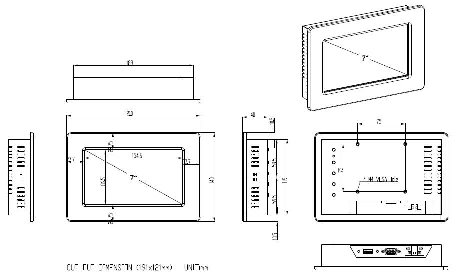 7 Inch Industrial Monitor